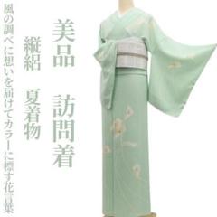 美品 縦絽 カラー 夏着物 正絹“カラーに標す花言葉”仕付糸付