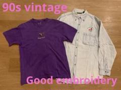 90s ビンテージ good embroidery シャツ Ｔシャツ セット
