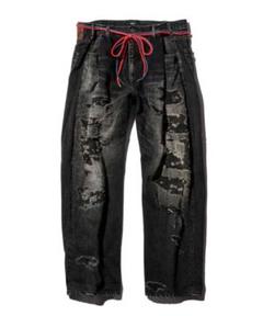 GB0123/P01 : Heavy Damage Wide Denim/…….