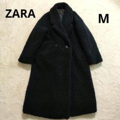 ZARA 完売 ダブルフェイス テディベアコート フェイクボア ロング丈 M 紺 ZARA 完売 ダブルフェイス テディベアコート フェイクボア