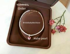 VLOVEKさんオーダー本マベ真珠 ネックレストップ ダークピンク