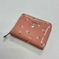 COACH 花柄 コンパクト ラウンドジップ二つ折り財布 エナメル パテントのサムネイル