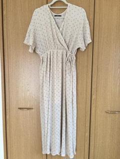 半袖シフォン楊柳花柄カシュワンピース