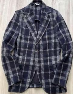 【美品✨】BEAMS F テーラードジャケット チェック 紺 白 Lサイズ相当 美品✨】BEAMS F テーラードジャケット チェック 紺 白 Lサイズ