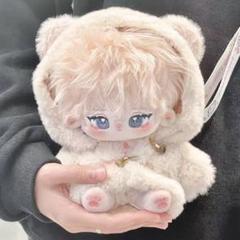 服のみ 着せ替えぬいぐるみ服 熊 20cm ぬい服 パーカーもふもふ ホワイト