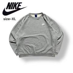 【現行】NIKEスウォッシュ刺繍ロゴ クルーネックスウェット XL ダークグレー