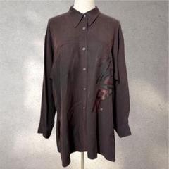 【リニア】ブラウス/刺繍柄/赤茶/スリット/ふるじょ/長袖