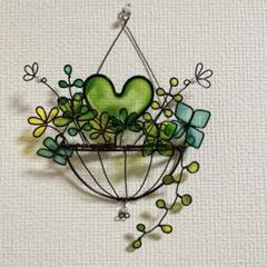 ハンドメイド　ワイヤーアート　ワイヤークラフト☆壁飾りグリーン3
