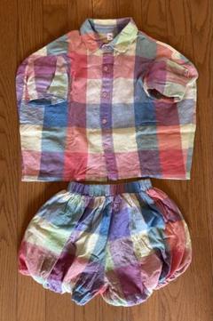 上下セット 女の子 シャツ 半袖チェック柄ハーフパンツ ベビー服 セット