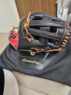 Global Elite 軟式野球グローブ 内野手用　黒/赤　限定カラー