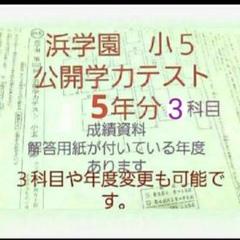 浜学園　小５　公開学力テスト　５年分　国語算数理科　年度変更可能