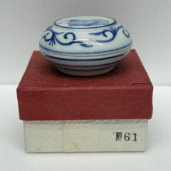 干支香合】染付 丸 桃峰 未 ひつじ 羊 茶道 茶道具 骨董品