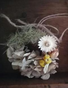 ⑦　ドライフラワー　ミニリース　秋色紫陽花　スモークツリー