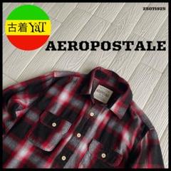 AEROPOSTALEオンブレチェックネルシャツUS古着アメカジ好配色レッド