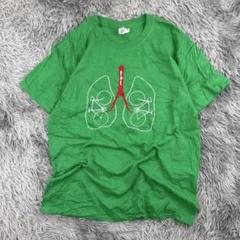 GILDANデザインアートTシャツ/個性的/自転車×肺アート/オーバーサイズ