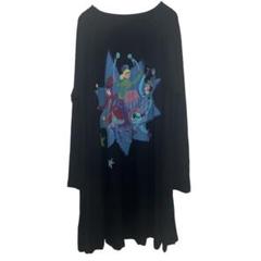 【美品】✨トクコプルミエヴォル✨黒半袖中央ロゴや花柄裾フリルチュニック❤️ 美品】✨トクコプルミエヴォル✨黒半袖中央ロゴや花柄裾フリル