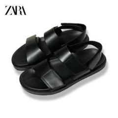 ZARA レザーダブルストラップサンダル 42 27cm - メルカリ