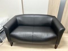 黒 レザー 2人掛けソファ