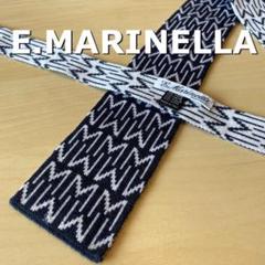 【新品未使用】E.MARINELLA ネイビー×ホワイト ニットタイ ウール
