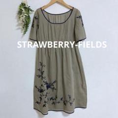 【シミあり】STRAWBERRY-FIELDS 花　刺繍　ワンピース　シースルー