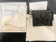 ディオール　三つ折り財布　ロータス　ブラック　カナージュ　ウォレット　Dior