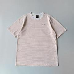 00s NIKE ナイキ スウォッシュロゴ刺繍 ボーダー Tシャツ Y2K