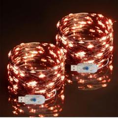 Gardenvy USB給電フェアリーライト 2パック LED オレンジ色
