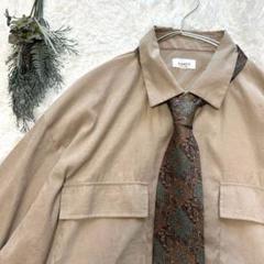 【ネクタイシャツ】 長袖　チェック柄　古着　ユニセックス　ゆるダボ　ブラウン ネクタイシャツ】 長袖 チェック柄 古着 ユニセックス ゆるダボ