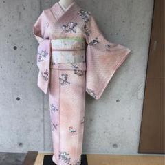 裄67 小紋 正絹 美しい花のデザイン 着物 U-5815 裄67 小紋 正絹 美しい花のデザイン 着物 U-5815