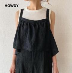 HOWDY コットンジャガードオールインワン サロペット 黒 綿100% 春夏