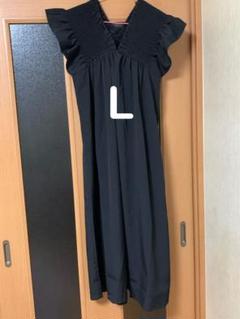 しまむら Gleeful 2wayシャーリングワンピース ブラック Lサイズ
