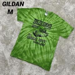 GILDAN Tシャツ　グリーン系　M タイダイ　車