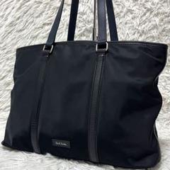 ロゴ美品✨ポールスミス　ナイロン　トートバッグ　A4収納　肩掛け　ブラック