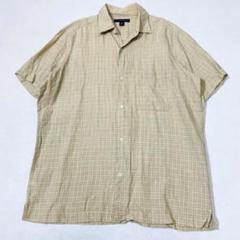00s BANANA REPUBLIC チェック リネン 半袖シャツ 麻