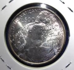 バチカン市国1963年パウロ6世戴冠記念銀貨NGC MS62 39-7）バチカン：パウロ6世 500リラ銀貨（1966年