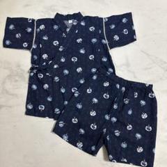 【美品】西松屋　甚平　キッズ　恐竜　うちわ　ネイビー　100 綿100% 男の子