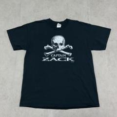スカル　海賊　キャプテンザック　トップス　半袖　Tシャツ　古着　ブラック　黒　L