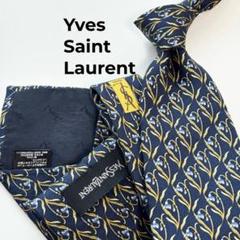 Yves Saint Laurent イヴサンローラン 花柄 ネクタイ ネイビー