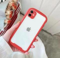 【ラスト1点】iPhone11proケース赤丈夫耐衝撃韓国スマホケースクリア旅行
