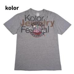 00s kolor Tシャツ 半袖 アニマル 豚 ロゴ プリント グレー M