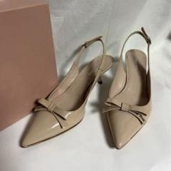 miu miu ミュール 黒/ベージュ ポインテッドトゥ miu MIUMIU ミュウミュウ ミュール 5I897D 3LLU レディース