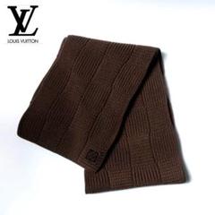 Louis Vuitton エシャルプ ダミエ マフラー ブラウン ヴィトン エシャルプ ダミエ ブラウン ブロック ロングマフラー