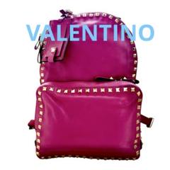 【美品】VALENTINO スタッズ付きレザーバックパック　ピンク 2025年最新】VALENTINO レディース リュック・バックパックの