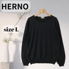 訳アリ● HERNO ヘルノ 長袖 ニット 薄手 イタリア製 Lサイズ　b883