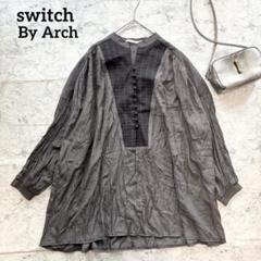 【switch By Arch】異素材バンドカラーとろみシャツ ふんわり