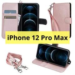 iPhone 12 Pro Max ケース 手帳型 ローズゴールド
