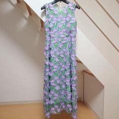グレースコンチネンタル パープル フラワー 立体刺繍 ワンピース ドレス 36 グレースコンチネンタル パープル フラワー 立体刺繍 ワンピース