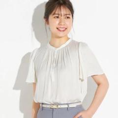 新品　AOKI LES MUES アオキ　レミュー　割繊　半袖　ブラウス　M 白