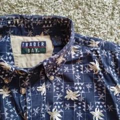 90s TRADER BAY Navy 半袖アロハシャツ Mサイズ
