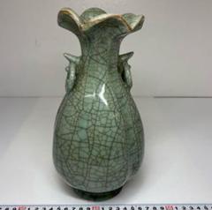 中国古窯 哥窯青磁ひび焼 花瓶 高さ25.5㎝